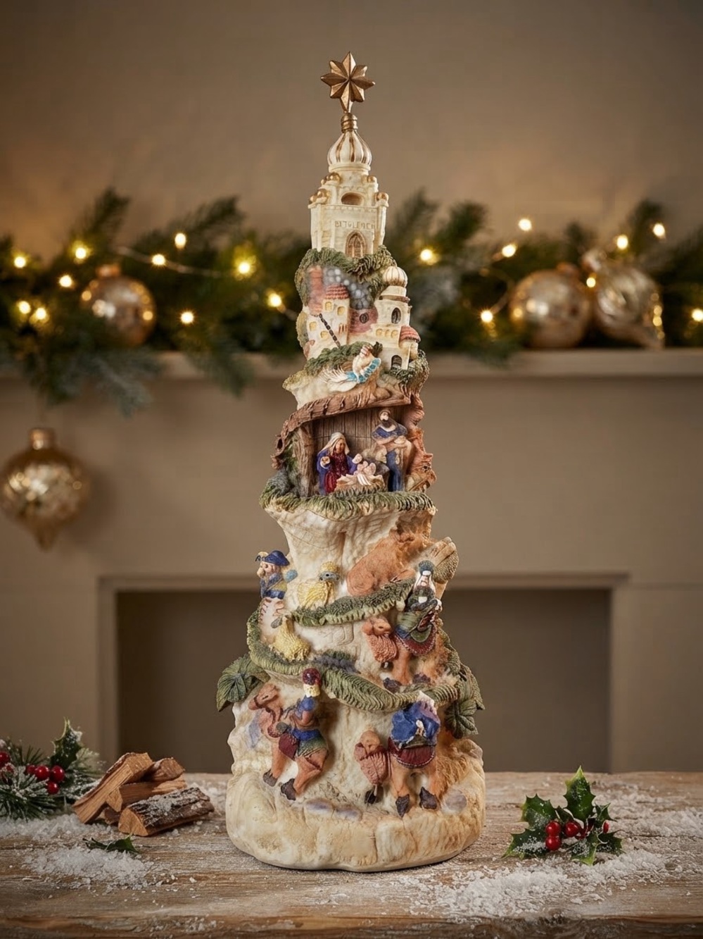 Vintage Musical Christmas Nativity Tower from the Cedar Creek